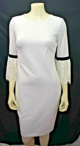 CALVIN KLEIN LACE BELL SLEEVES SHEATH DRESS SZ 2NWOT - Picture 1 of 11