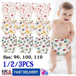 1/2/3Pcs Cartoon Boys Girls Toddler Baby Potty Training Pants Washable Diaper - Picture 1 of 14