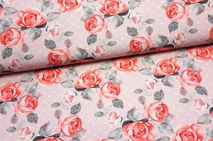 Jersey de algodón Jersey Rosas Flores Floral Flores Puntos Altrosa Algodón - Imagen 1 de 3
