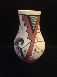 Vintage Jemez Pueblo Black Red On Tan Pottery Bowl Signed Sefora Y Tosa - Picture 1 of 12