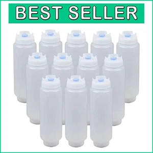 FIFO 16 oz Refillable BPA-Free Blue Tip Sauce Dispenser - 12 Pack Elegance - Picture 1 of 3