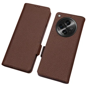 For OnePlus Open Luxury Genuine Leather Flip Case Classic - Picture 1 of 15