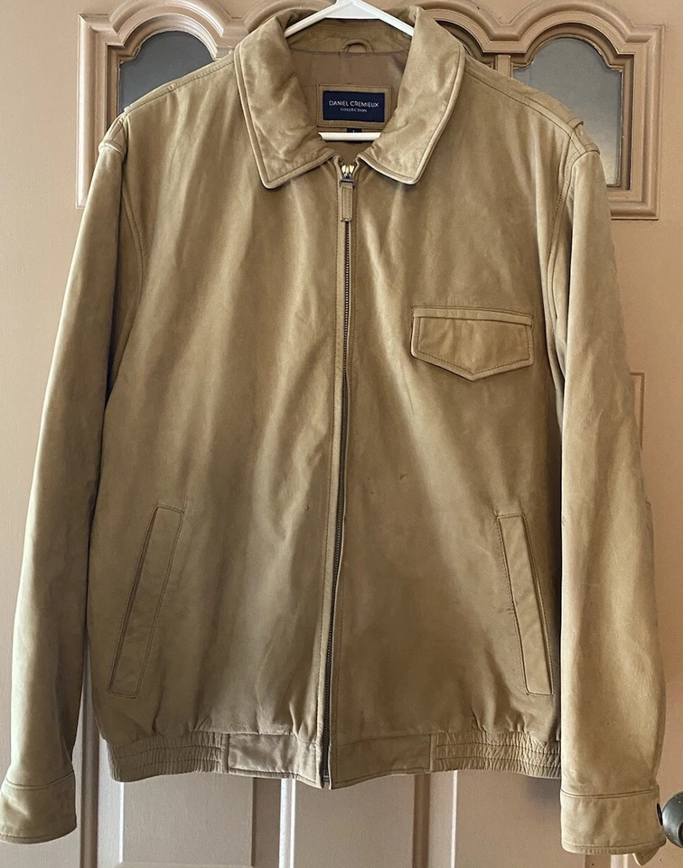 Daniel Cremieux Bomber Soft Cowhide Lined Lightweight Jacket  Large  Brown Vtg - Image 1 of 4
