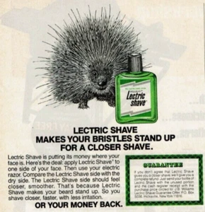 1981 Vintage Print Ad Lectric Shave Makes Your Bristles Stand Up For Porcupine - Picture 1 of 2