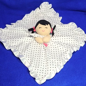 Muñeca Carters Niña Lunares Negros Manta de Seguridad Lovey Cabeza de Sonajero Corazón Rosa - Imagen 1 de 8