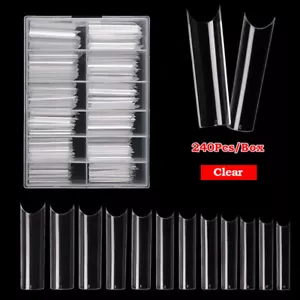 240Pcs Extra Long C Curve Straight Square False Nails Tips Acrylic Half Cover - Picture 1 of 8