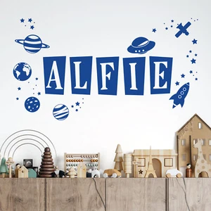 Personalised Name Children Wall Art Sticker - Space Theme, Planets, Stars, Ea... - Picture 1 of 8