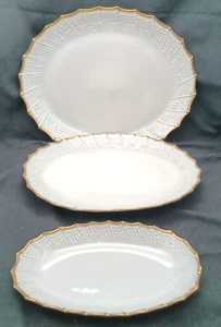 (3) PLATOS DE SERVIR CHASTAGNER LIMOGES 14.5/12.5/8.5" BORDE ONDULADO/DORADO, SIN USAR en muy buena condición - Imagen 1 de 8
