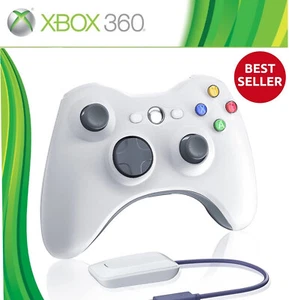 White Wireless Video Game Controller for Xbox 360 & PC Win 7 8 10 - Picture 1 of 8