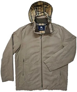 Burberry London Jacket Men's Beige Cotton Bomber Jacket Wool Lining Size 4 Hood - Picture 1 of 12