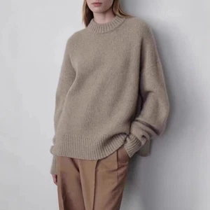 Suéteres para mujer cuello redondo tejido grueso sueltos otoño invierno gris lana cachemir - Imagen 1 de 26