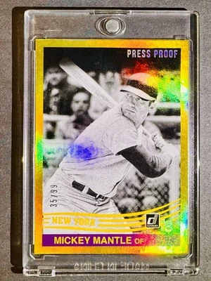 Mickey Mantle #/99 Oro Prueba de Prensa 2018 Donruss #254 Yankees Salón de la Fama ¡Raro! Foto 1 de 3