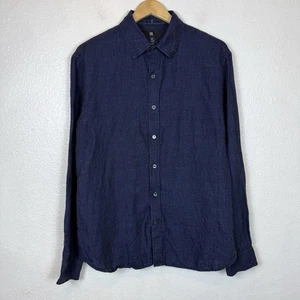 Banana Republic Herren Medium Langarm Knopfleiste Hemd Standard Fit Leinen Blau - Bild 1 von 13