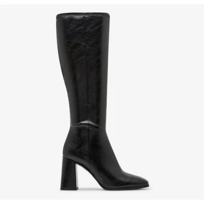 Steve Madden Black Stretch Knee High Boots Covered Heel Pointed Toe  6.5M NEW - Image 1 of 4