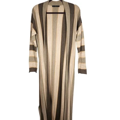 Cárdigan plumero a rayas Peruvian Connection maxi largo mediano algodón Pima Foto 1 de 4