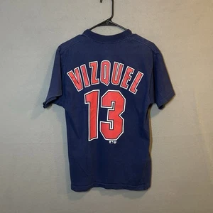 VTG 1996 #13 Omar Vizquel Cleveland Indians T Adult M Blue Salem Sportswear - Picture 1 of 16