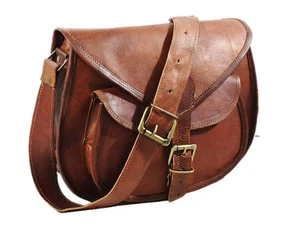 Satchel & Fable New Handmade Genuine Leather Satchel Shoulder Bag Purse Brown - Picture 1 of 7