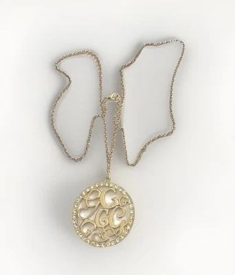Goldfarbene Halskette 70 cm G - Logo Medaillon mit Strass Modern Style🎀 - Bild 1 von 4