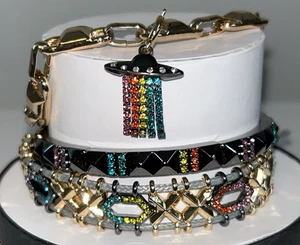 UNDER THE LUXE MOON Halloween 2025 Bracelet Stack GOLD/HEMATITE Bomb Party NEW! - Picture 1 of 4