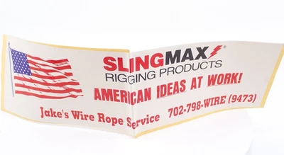 Vintage Slingmax Rigging Products Decal Jakes Wire Rope Las Vegas US Flag - Image 1 of 4