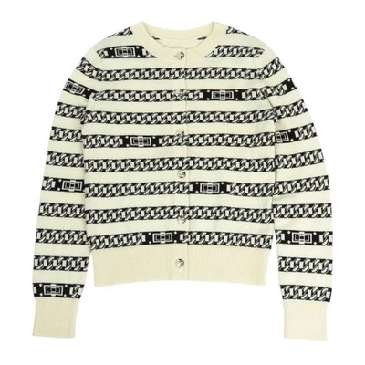 CHANEL COCO Mark Cardigan in maglia di cashmere a maniche lunghe da donna bia... - Immagine 1 di 4