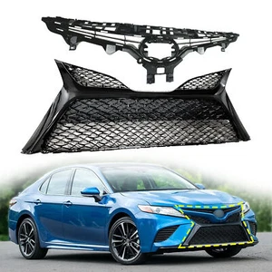 Front Upper Lower Bumper Grilles for 2018 2019 2020 Toyota Camry SE XSE 2pc - Picture 1 of 6