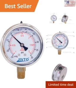 2" Liquid Filled Compound Pressure Gauge - Stainless Steel -30 inHg-30 psi - Picture 1 of 10