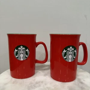 2x Starbucks 2024 10oz mikrowellen- & spülmaschinenfest Becher rot innen grün - Bild 1 von 7
