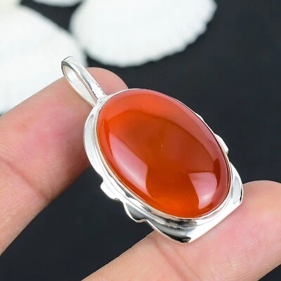 Bonito Colgante Cornalina Roja Plata de Ley 925 Colgante Regalo para Aniversario Foto 1 de 4