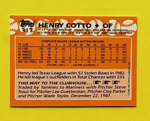Henry Cotto 1988 Topps Traded Tiffany Baseball Card #31T SEATTLE MARINERS - Picture 1 of 2
