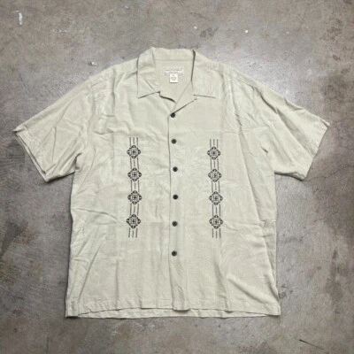 Vintage Boca Classics Silk Camp Collar loop short sleeve button shirt XL - Image 1 of 4