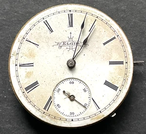 Antique 1889 Elgin Grade 95 Pocket Watch Movement Running Ticks 6s 7j USA - Picture 1 of 4