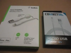 Belkin Boost Charge Lightning to USB-A Cable - 2M + CONNECT ME MICRO USB 1M. - Photo 1/10