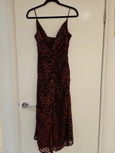 MISHA RED LEOPARD HARPA DRESS - SIZE 8 AU (RRP $420) BNWT -Designer - Picture 1 of 11