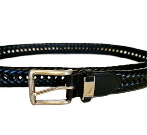 Cintura nera Nautica intrecciata pelle argento ferramenta e logo uomo taglia 38 - Foto 1 di 5