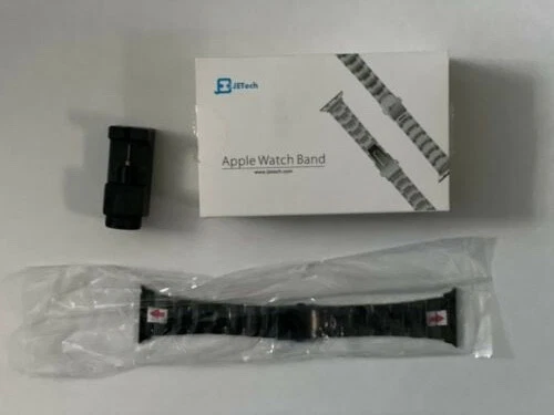 NEW JETech Apple Watch Band Black Stainless Steel Replacement Strap/Removal Tool - Image 1 of 4