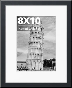 8"x10" Picture Frame, Display Pictures 5"x7" with Mat, Black, 1 Pack - Picture 1 of 1