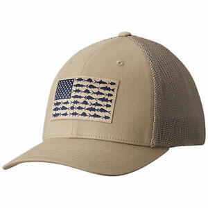 Columbia PFG Fish Flag Flexfit Ball Cap Fitted Hat 183681 -Choose Size and Color