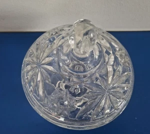 Vintage schwere geschliffene Klampe Glas Bonboniere 5" hoch mit Deckel, nie benutzt KOSTENLOSER VERSAND - Bild 1 von 5