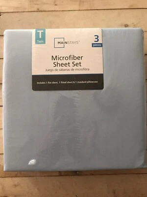 Conjunto de lençóis Mainstays microfibra 3 peças tamanho duplo azul claro novo lacrado - Imagem 1 de 2