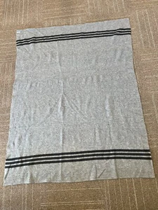 Pre-War Pendleton Wool Blanket 3 Stripe Black/Grey Trade Blanket 59x76 Rare - Picture 1 of 5