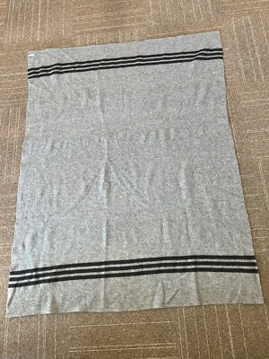 Pre-War Pendleton Wool Blanket 3 Stripe Black/Grey Trade Blanket 59x76 Rare - Image 1 of 4