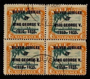 NIUE 1935 SILVER JUBILEE 6d, SG 71, BLOCK OF FOUR, FINE USED, CAT. £44+ - Picture 1 of 2