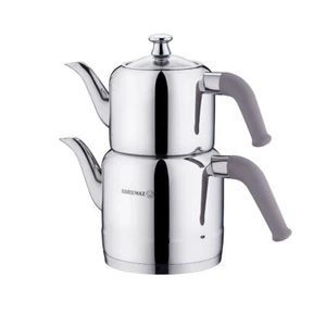 Korkmaz A189-02 Riva Beige Turkish Teapot Set for Stovetop - Picture 1 of 2