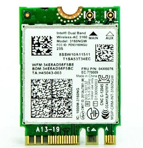 Tarjeta Intel 3160AC 3160NGW Doble Banda Inalámbrica-AC Bluetooth 4.0 WiFi 04X6076 Lenovo - Imagen 1 de 1