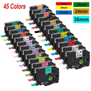 5PK For Brother P-touch Label Tapes 6mm, 9mm, 12mm, 24mm, 36mm TZe-231 241 251 - Picture 1 of 24