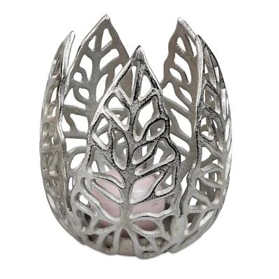 Portacandele Willi Blume A Forma Di Fiore H. 22,5Cm Argento Alluminio Formano - Immagine 1 di 3