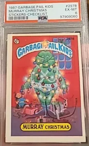 1987 GARBAGE PAIL KIDS STICKERS CHECKLIST #297b MURRAY CHRISTMAS GRADED PSA 6 - Picture 1 of 3