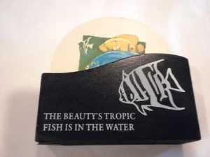 UNKNOWN BRAND SET OF 8 DRINK COASTERS WITH HOLDER TROPICAL FISH NEW - Picture 1 of 2