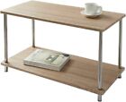 2 Tier Oak Effect Coffee Table with Storage Shelf for Living Room, TV Table